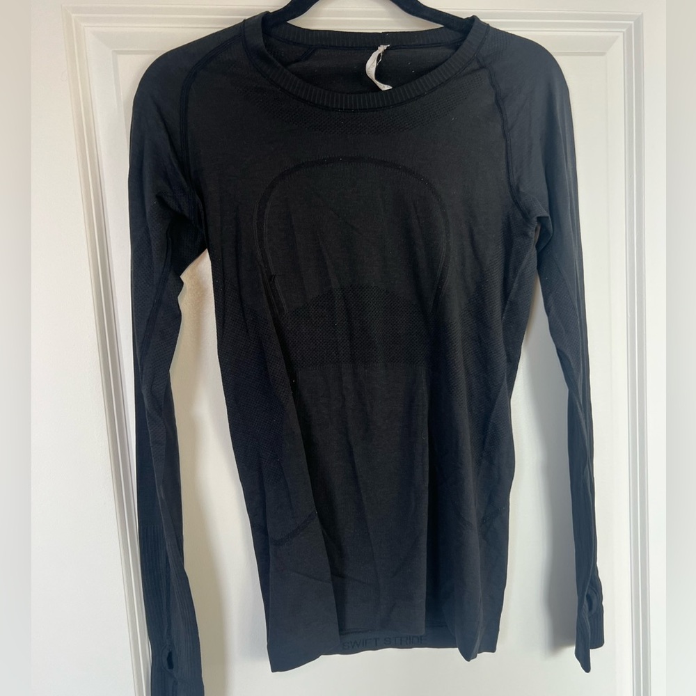 Lululemon Athletica Black Mesh Long Sleeve Top